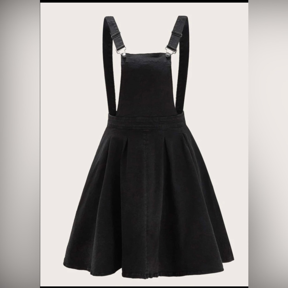 Plus Boxy Pleated Hem Denim Overall Dress